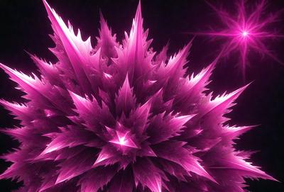 The primary subject of the image is a large, pink, purple, and white flower with a purple background. The flower is surrounded by a cluster of smaller, pink and purple flowers. The visual style of the image is a combination of photo and digital art, creating a vibrant and colorful scene. The dominant colors in the image are pink, purple, and white, giving the overall atmosphere a sense of freshness and beauty.