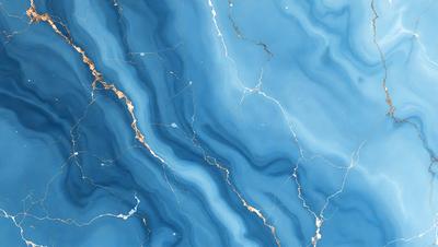 The primary subject of the image is a blue marble wall with a gold pattern. The setting is a room with a blue and gold marble wall, which serves as the background. The visual style is a combination of a photo and digital art, creating a unique and intricate design. The dominant colors are blue and gold, giving the wall a luxurious and elegant appearance.
