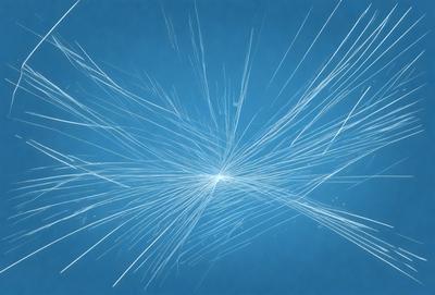 The primary subject of the image is a blue sky with white streaks or lines. The setting is a clear blue sky, and the visual style appears to be a digital art or illustration. The colors and mood of the image are predominantly blue and white, creating a serene and calming atmosphere.