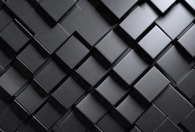 The primary subject of the image is a black and white patterned wall. The setting is a dark room, and the visual style is a close-up of the patterned wall. The dominant colors are black and white, creating a moody atmosphere.