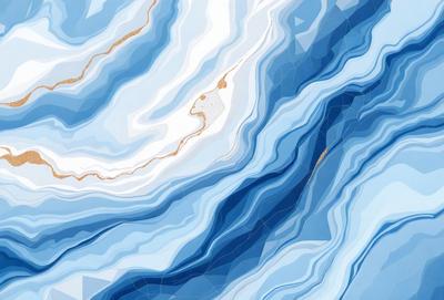 The primary subject of the image is a blue and white ocean scene. The setting is a blue ocean with white waves, and the visual style is a digital art or illustration. The dominant colors are blue and white, creating a serene and calming atmosphere.