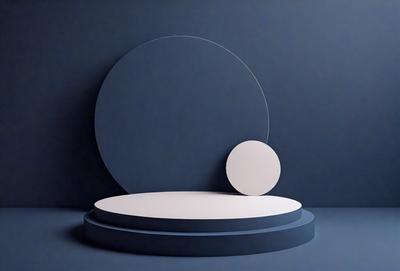 The primary subject of the image is a white sphere, which is placed on a blue surface. The setting appears to be a studio or a similar indoor environment. The visual style of the image is a combination of photo and digital art, creating a unique and artistic representation of the white sphere. The colors and mood of the image are predominantly blue and white, giving it a clean and minimalist appearance.
