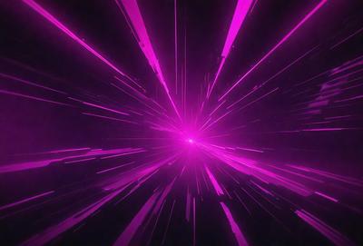 The primary subject of the image is a purple light streak, which appears to be a neon light or a purple laser beam. The setting is a dark background, which contrasts with the bright purple light. The visual style is a combination of a photo and a digital art or illustration, as the purple light streak is depicted in a way that resembles a digital art or illustration. The colors and mood of the image are predominantly purple, creating a vibrant and ener