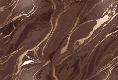 The primary subject of the image is a marble countertop with a brown and gold color scheme. The setting is a kitchen, and the visual style is a close-up of the countertop. The countertop has a patterned design, giving it a unique and elegant appearance. The colors and mood of the image are warm and inviting, creating a cozy and comfortable atmosphere.