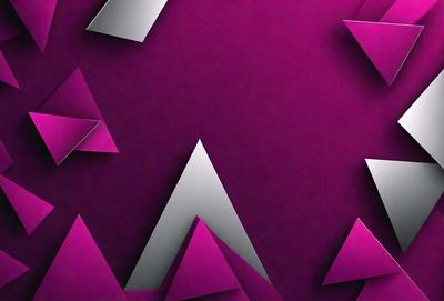 The primary subject of the image is a purple background with a pattern of triangles. The setting is a dark room, and the visual style appears to be a combination of digital art and illustration. The dominant colors are purple and silver, creating a moody and artistic atmosphere.