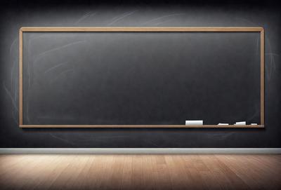 The primary subject of the image is a blackboard with a chalkboard eraser on it. The setting is a classroom, and the visual style is a photo. The blackboard is the main focus of the image, and the overall atmosphere is that of a traditional learning environment.