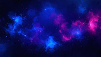 The primary subject of the image is a purple and blue nebula, which is a cloud of gas and dust in space. The setting is a dark, starry sky, with the nebula as the main focus. The visual style is a digital art or illustration, with the colors and mood being predominantly purple and blue, creating a sense of depth and beauty in the image.