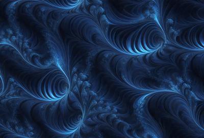 The primary subject of the image is a blue and white swirling pattern, which appears to be a digital art or illustration. The setting is a blue background, and the visual style is a combination of digital art and illustration. The dominant colors are blue and white, creating a calm and soothing atmosphere.