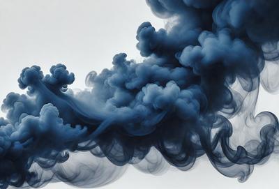 The primary subject of the image is a blue cloud, which is the main object, scene, or focus of the image. The setting or background is a white sky, and the visual style appears to be a digital art or illustration. The dominant colors are blue and white, creating a calm and serene atmosphere.