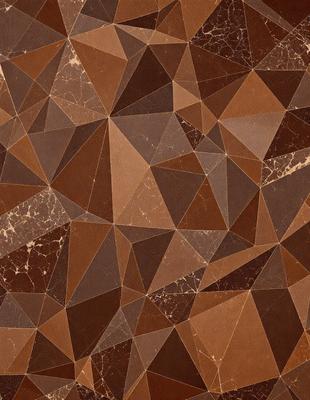 The primary subject of the image is a brown and tan patterned floor, which appears to be made of marble. The setting is a room with a brown and tan color scheme. The visual style is a combination of a photo and digital art, creating a unique and intricate design. The colors and mood of the image are warm and inviting, with the brown and tan tones creating a sense of comfort and familiarity.