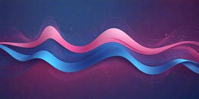 The primary subject of the image is a blue, pink, and purple wave. The wave is depicted in a digital art style, with a purple background. The colors and mood of the image are vibrant and energetic, creating a sense of movement and dynamism.