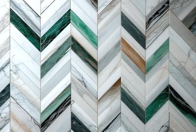 The image features a large, intricate tile design with a variety of colors and patterns. The primary subject is the tile pattern, which is displayed in a large, multi-colored mosaic. The setting is a wall, and the visual style is a combination of digital art and illustration. The colors and mood of the image are vibrant and lively, with a focus on the artistic and creative aspects of the tile design.