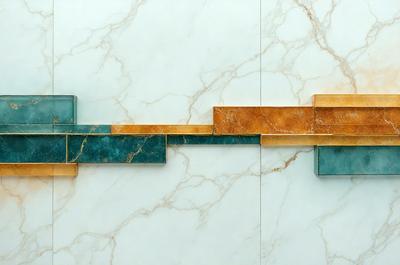 The primary subject of the image is a marble wall with a unique design. The setting is a white marble wall, and the visual style appears to be a combination of a photo and digital art. The colors and mood of the image are predominantly white, giving it a clean and elegant appearance.