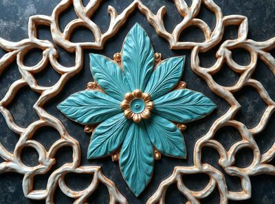 The primary subject of the image is a blue flower, which is the main object, scene, or focus of the image. The setting is a black background, and the visual style is a photo. The dominant colors are blue and gold, creating a calm and serene atmosphere.