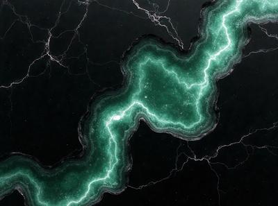 The primary subject of the image is a green lightning bolt, which is the main object, scene, or focus of the image. The setting is a dark background, which creates a dramatic and moody atmosphere. The visual style is a digital art or illustration, as the lightning bolt is depicted in a detailed and artistic manner. The colors and mood are predominantly dark and intense, with the green lightning bolt standing out as the main focal point.