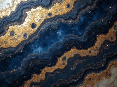 The primary subject of the image is a close-up of a rock formation, possibly a piece of art or a natural formation. The setting is a dark, blue-toned environment, which adds to the overall mood of the image. The visual style appears to be a combination of photo and digital art, creating a unique and intriguing appearance. The colors and mood of the image are predominantly dark and moody, with the blue tones creating a sense of depth and mystery.