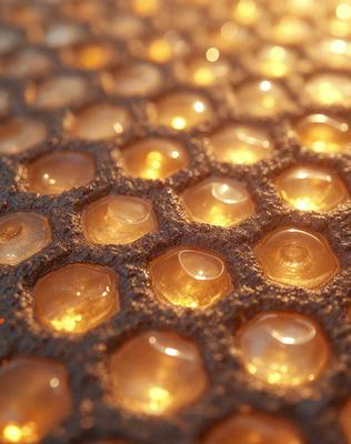 The primary subject of the image is a close-up of a patterned surface, which appears to be a textured or patterned material. The setting is a dark room, and the visual style is a close-up of the patterned surface. The colors and mood of the image are predominantly dark, with the patterned surface being the main focus.