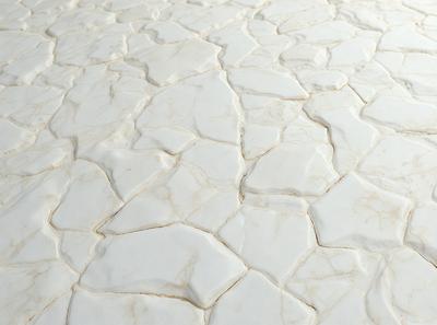 The image features a white marble surface with a pattern of cracks and crevices. The primary subject is the marble, which is the main object, scene, or focus of the image. The setting is a white marble surface, which serves as the backdrop. The visual style is a photo, capturing the natural texture and patterns of the marble. The colors and mood of the image are predominantly white, giving it a clean and elegant appearance.