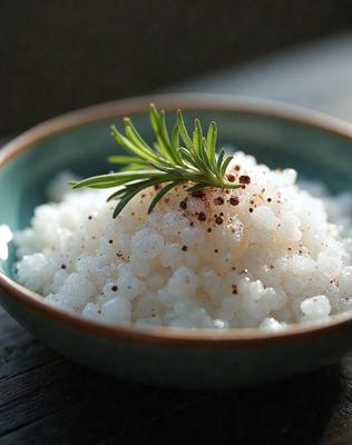 The primary subject of the image is a bowl filled with white rice, which is the main object in the scene. The rice is placed on a wooden table, creating a natural and rustic setting. The visual style of the image is a photo, capturing the details of the rice and the table. The dominant colors in the image are white and brown, giving the scene a warm and earthy atmosphere.