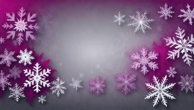 The primary subject of the image is a snowflake pattern, which is displayed on a purple background. The setting is a gray wall, and the visual style is a combination of digital art and illustration. The dominant colors are purple and white, creating a calm and serene atmosphere.