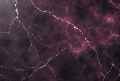 The primary subject of the image is a purple and pink background with a pattern of lightning bolts. The setting is a dark room, and the visual style appears to be a digital art or illustration. The dominant colors in the image are purple and pink, creating a vibrant and energetic atmosphere.
