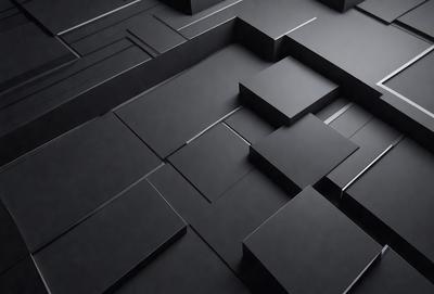 The primary subject of the image is a black and white patterned floor. The setting is a dark room with a black background. The visual style is a black and white photo. The colors and mood are dark and moody, creating a sense of mystery and intrigue.