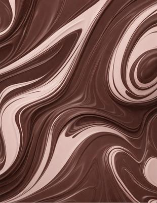 The primary subject of the image is a close-up of a chocolate cake with swirls and patterns on it. The cake appears to be a chocolate mousse cake, and the swirls and patterns are likely created by the cake's frosting. The setting is a kitchen, and the visual style is a close-up photo of the cake. The colors and mood of the image are predominantly brown and rich, giving the impression of a delicious and indulgent treat.
