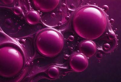The primary subject of the image is a close-up of a purple liquid, possibly a bubble or a blob, with a dark background. The visual style appears to be a digital art or illustration, as the purple liquid is the main focus of the image. The colors and mood of the image are dominated by the purple liquid, creating a visually striking and somewhat mysterious atmosphere.