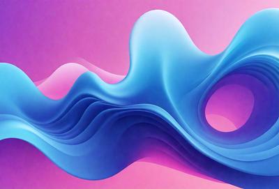 The primary subject of the image is a blue and purple abstract art piece. The setting is a pink background, which contrasts with the blue and purple colors of the artwork. The visual style appears to be a digital art or illustration, as it is a creative and unique design. The colors and mood of the artwork are vibrant and energetic, with the blue and purple hues evoking a sense of calmness and tranquility.