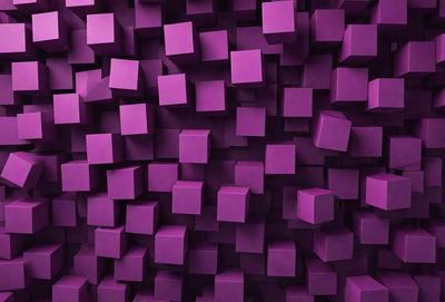 The primary subject of the image is a purple wall with a pattern of square shapes. The setting is a room with a purple wall, and the visual style is a digital art or illustration. The dominant colors are purple and white, creating a calm and soothing atmosphere.