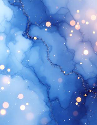 The primary subject of the image is a blue and white swirling pattern, which appears to be a digital art or illustration. The setting is a blue background, and the visual style is a combination of digital art and illustration. The dominant colors are blue and white, creating a calming and serene atmosphere.