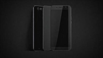 The image features two cell phones placed side by side on a black background. The cell phones are positioned vertically, with one on the left and the other on the right. The black background creates a contrasting and dramatic effect, emphasizing the cell phones as the primary subject.