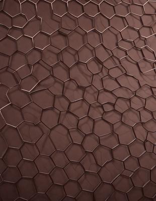 The primary subject of the image is a close-up of a brown, textured surface. The setting appears to be a wall or a piece of artwork, possibly made of leather or a similar material. The visual style of the image is a close-up, which emphasizes the intricate details of the surface. The colors and mood of the image are warm and earthy, with the brown tones creating a sense of depth and texture.