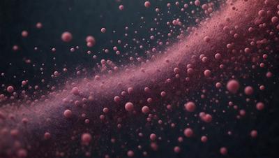 The primary subject of the image is a purple background with a large number of pink bubbles floating in the air. The setting appears to be a dark background, possibly a night sky, which contrasts with the bright pink and purple colors of the bubbles. The visual style of the image is a combination of digital art and illustration, creating a unique and eye-catching scene. The overall atmosphere of the image is lively and energetic, with the bubbles giving the impression of movement and dynam