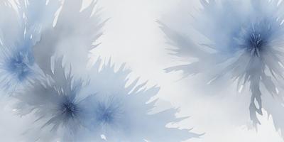 The primary subject of the image is a blue flower, which is the main focus of the scene. The setting is a white background, which provides a clean and minimalist appearance. The visual style is a combination of digital art and illustration, creating a unique and artistic representation of the flower. The dominant colors are blue and white, giving the image a calm and serene atmosphere.