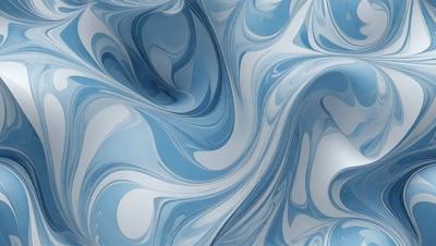 The primary subject of the image is a blue and white swirling pattern, which appears to be a digital art or illustration. The setting is a blue background, and the visual style is a combination of digital art and illustration. The dominant colors are blue and white, creating a calming and soothing atmosphere.