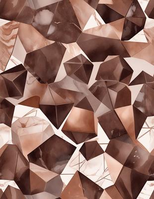 The primary subject of the image is a pattern of triangles, which are arranged in a visually appealing manner. The setting is a marble surface, which adds a sense of sophistication and elegance to the scene. The visual style is a combination of digital art and illustration, creating a unique and intricate design. The colors and mood of the image are predominantly brown and earthy tones, giving it a warm and natural feel.
