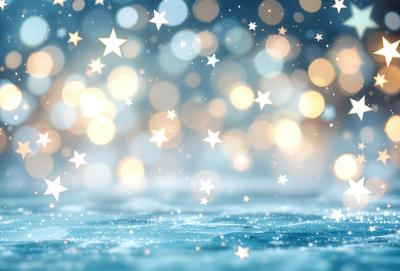 The primary subject of the image is a blue background with a pattern of white stars. The setting appears to be a nighttime scene, possibly in a galaxy or a space-themed environment. The visual style of the image is a combination of a photo and digital art, creating a unique and captivating atmosphere. The dominant colors are blue and white, with the white stars creating a sense of depth and contrast against the blue background.