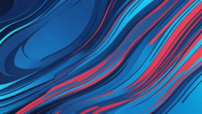 The primary subject of the image is a blue and red swirl pattern, which appears to be a digital art or illustration. The setting is a blue background, and the visual style suggests that it is a digital artwork or a painting. The dominant colors in the image are blue and red, creating a vibrant and energetic atmosphere.