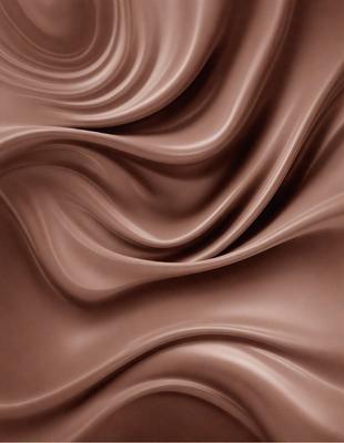 The primary subject of the image is a close-up of a chocolate-colored, swirling pattern. The setting is a brown surface, possibly a wall or a piece of art. The visual style appears to be a combination of a photo and a digital art or illustration, as the chocolate pattern is intricately detailed and textured. The dominant colors in the image are brown and chocolate, creating a warm and rich atmosphere.