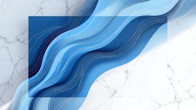 The primary subject of the image is a blue and white sculpture, possibly a piece of art or a decorative item. The sculpture is placed on a white marble surface, which serves as the setting or background. The visual style of the image is a combination of digital art and illustration, as the sculpture appears to be a digital representation of a wave. The dominant colors in the image are blue and white, creating a calm and serene atmosphere.