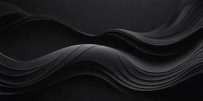 The primary subject of the image is a black and white artwork featuring a series of curved lines. The setting is a black background, which emphasizes the artwork's visual style. The artwork appears to be a digital illustration or a pattern, with a focus on the interplay of light and shadow created by the curved lines. The overall atmosphere of the image is minimalistic and elegant, with the black and white color scheme adding a sense of sophistication and timelessness.