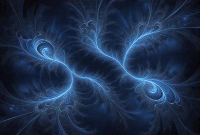 The primary subject of the image is a blue and purple swirl pattern, which appears to be a digital art or illustration. The setting is a dark blue background, creating a contrasting and dramatic effect. The visual style is a combination of digital art and illustration, with the swirl pattern being the main focus. The colors and mood of the image are predominantly blue and purple, giving it a serene and calming atmosphere.