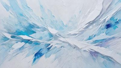 The primary subject of the image is a white bird, which is the main focus of the scene. The bird is depicted in a painting or drawing, with a blue background. The visual style of the image suggests that it is a digital art or illustration, rather than a photo. The colors and mood of the image are predominantly white and blue, creating a calm and serene atmosphere.