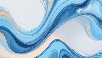 The primary subject of the image is a blue and white ocean wave. The setting is a blue ocean, and the visual style is a digital art or illustration. The dominant colors are blue and white, creating a calm and serene atmosphere.