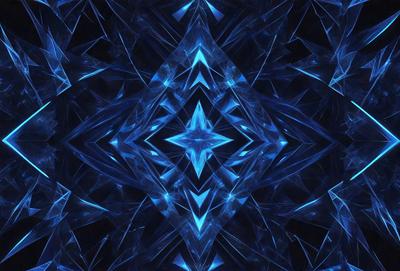 The primary subject of the image is a blue geometric pattern, which appears to be a digital art or illustration. The setting is a dark background, which contrasts with the bright blue pattern. The visual style is modern and abstract, with the blue pattern being the main focus of the image. The colors and mood are predominantly blue, creating a calm and serene atmosphere.