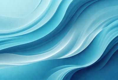 The primary subject of the image is a blue wave, which is the main focus of the scene. The setting is a blue ocean, and the visual style is a digital art or illustration. The dominant colors in the image are blue and white, creating a calm and serene atmosphere.