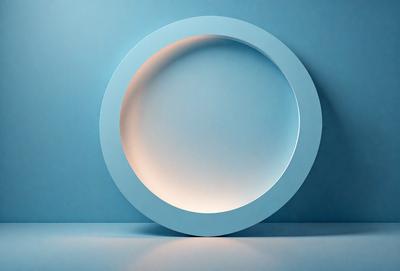 The primary subject of the image is a large, round, blue light fixture. The light is shining brightly, illuminating the surrounding area. The setting is a blue wall, which serves as the backdrop for the light fixture. The visual style of the image is a photo, capturing the light and its reflection on the wall. The colors and mood of the image are predominantly blue, creating a calm and serene atmosphere.