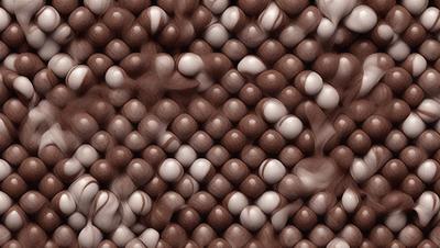 The primary subject of the image is a close-up of a patterned surface, which appears to be a woven or knitted material. The setting is a room with a brown background. The visual style is a combination of a photo and digital art, creating a unique and intricate pattern. The colors and mood of the image are predominantly brown and earthy, giving it a warm and cozy atmosphere.