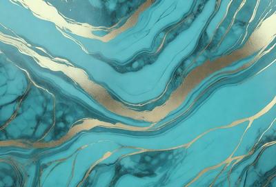 The primary subject of the image is a blue and gold marbled wallpaper with a gold and blue swirl pattern. The setting is a room with a blue and gold marbled wallpaper, which creates a visually appealing and luxurious atmosphere. The visual style is a close-up of the wallpaper, showcasing the intricate design and colors. The colors and mood of the image are predominantly blue and gold, giving it a sophisticated and elegant appearance.
